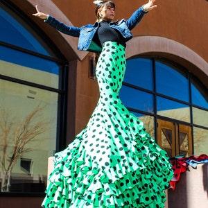 Mint Green Flamenco costume Bata de Cola image 2