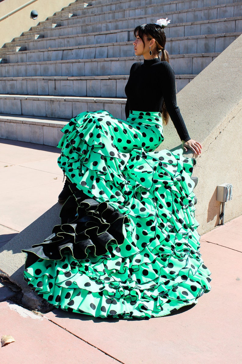 Mint Green Flamenco costume Bata de Cola image 1