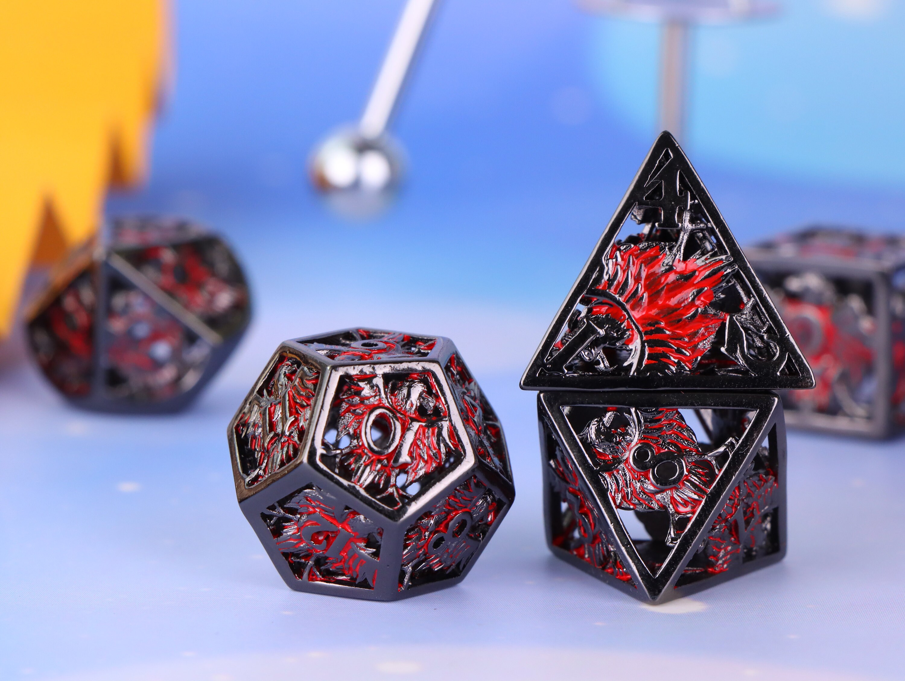 Red and Black Hollow Metal Dnd Dice Hollow Dnd Dice Set Etsy