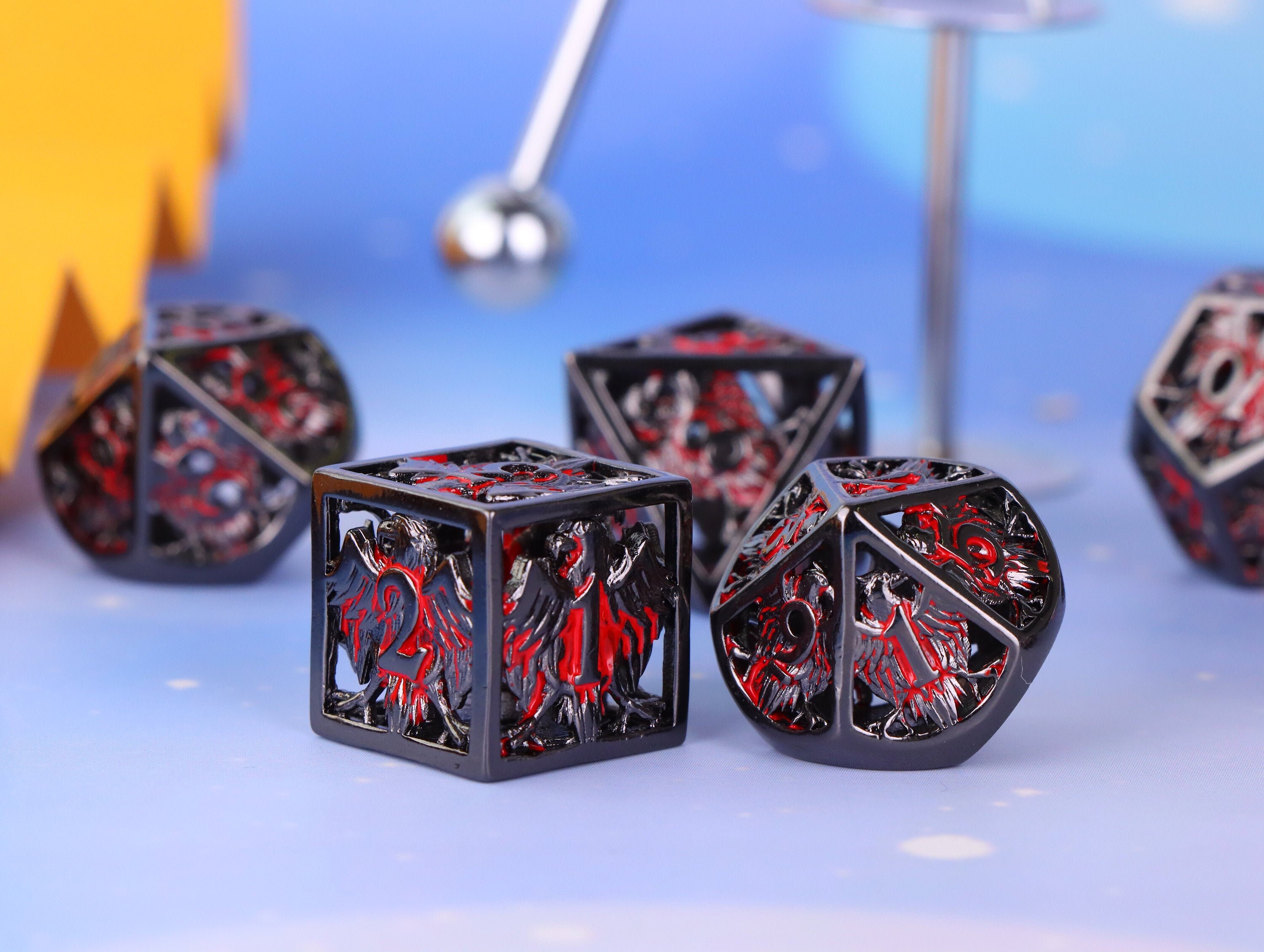 Red and Black Hollow Metal Dnd Dice Hollow Dnd Dice Set Etsy