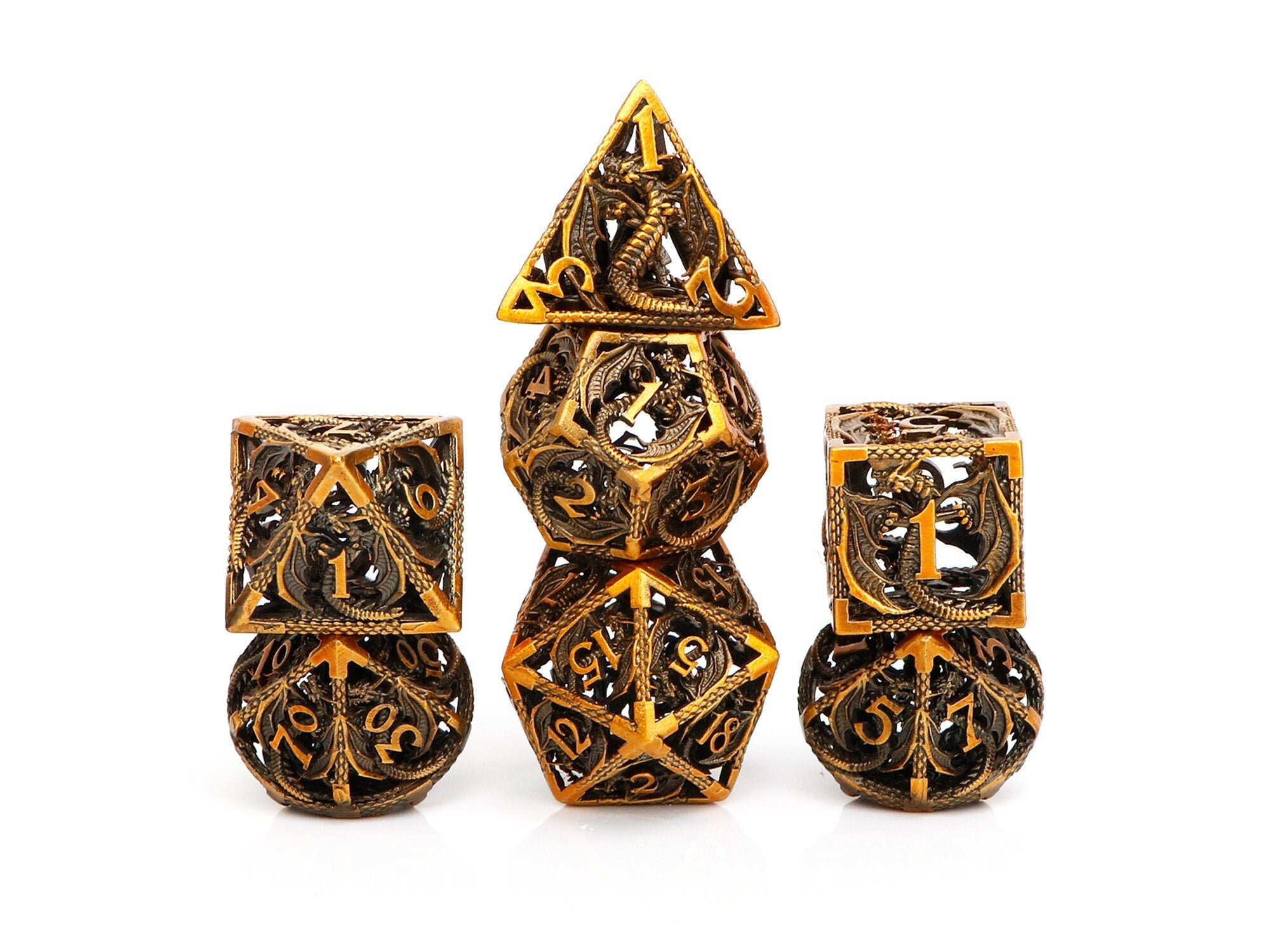 7pcs Hollow Metal Dice Polyhedral D&D Dice rpg board game Etsy