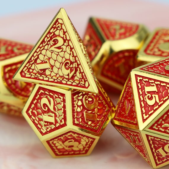 7pcs Dnd Dice Dragon Scale Metal Dice Polyhedral Dice Dungeons Etsy