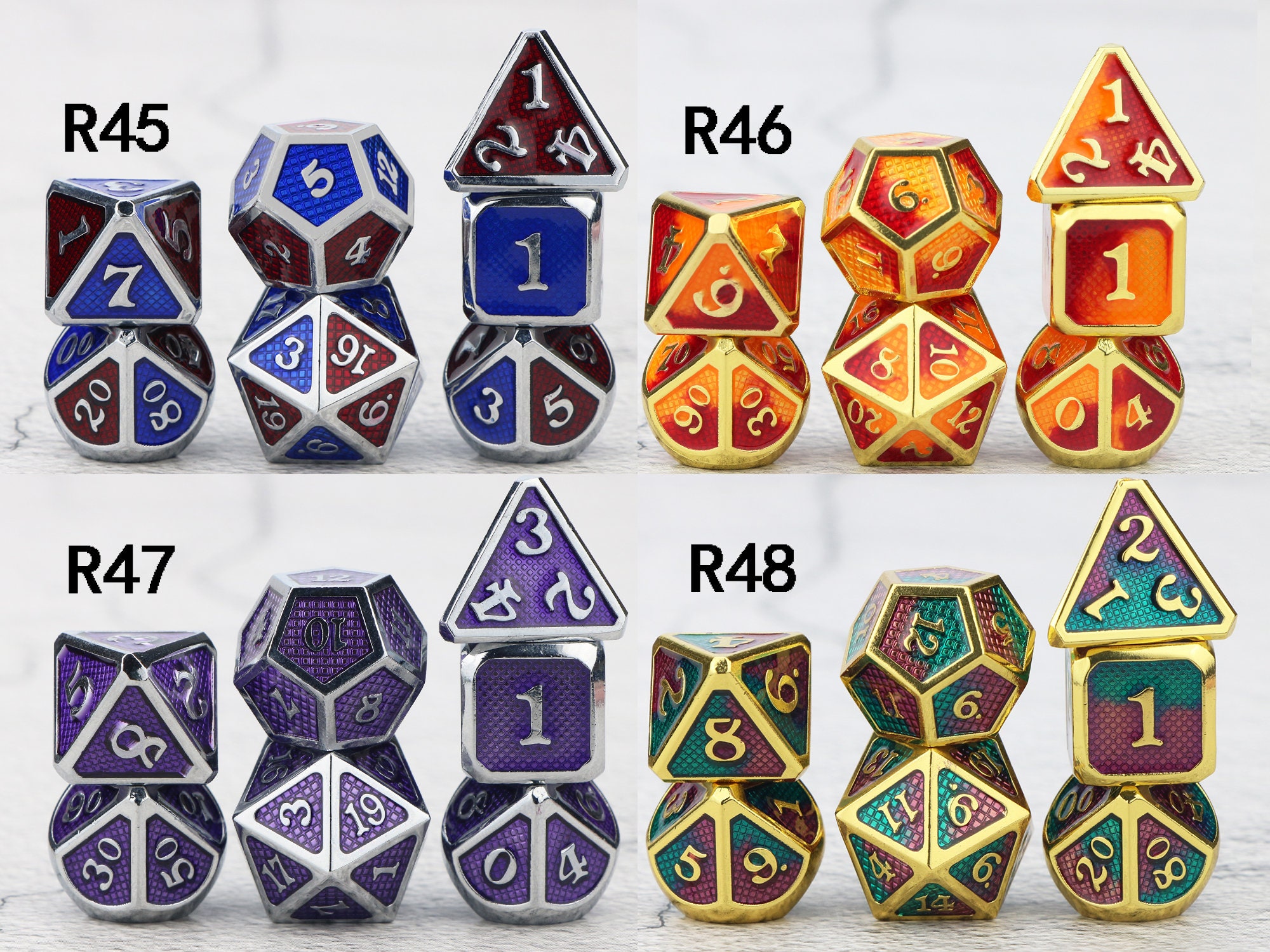 Scale Carved Dnd Dice Set Metal Dices 7PCS/Set Board Game Etsy