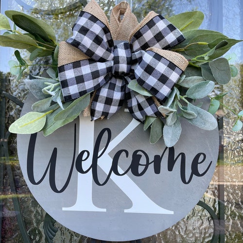 Monogram Door Hanger Wreath Initial for Home Decor or Etsy