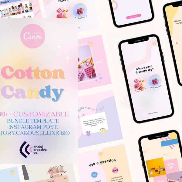 Instagram Template Bundle Landing Page Link Bio, Instagram Story, Feed post and Carousel Instagram Template Editable in Canva