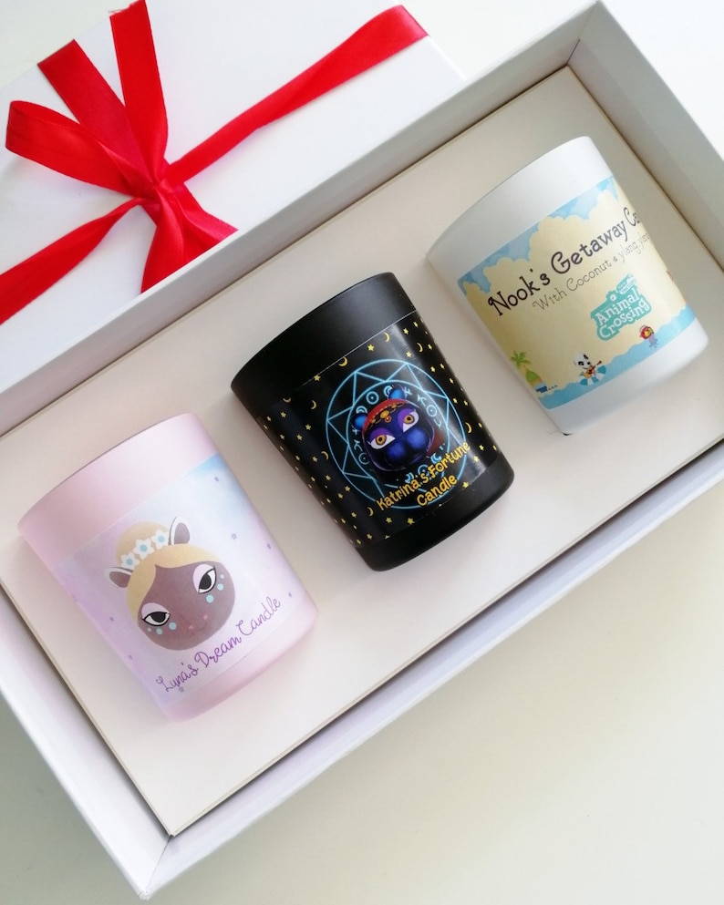 Animal Crossing Candle Votive Trio Gift Box Luna Katrina Etsy