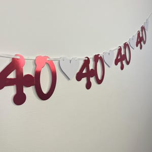 Ruby Wedding Party Banner (5 sets of numbers) 40th Anniversary image 2