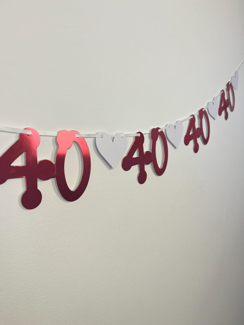 Ruby Wedding Party Banner (5 sets of numbers) 40th Anniversary image 2