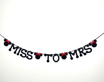 Minnie Mouse Miss To Mrs Hen Party Disney Theme Banner Black and Red