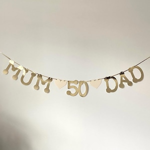 Golden Wedding Mum and Dad Anniversary Party Banner Gold