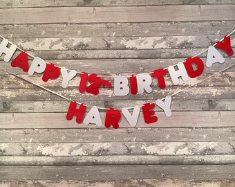 Personalised Football  (any team age and name)  Birthday Banner Bunting