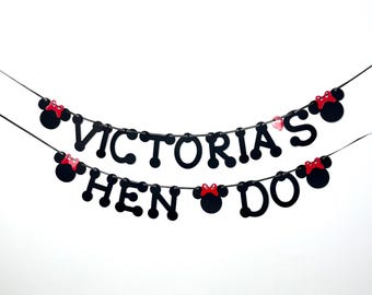 Custom Hen Party Disney Minnie Mouse Theme Banner Party Bunting (Any Name)