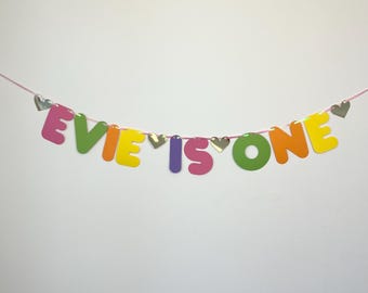 Girls Custom Birthday Banner Party Bunting (any name & age)