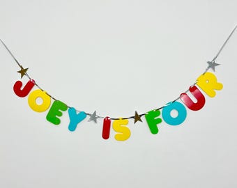 Boys Personalised Birthday Banner Single Name and Age 1st, 2nd, 3rd, 4th, 5th 6th