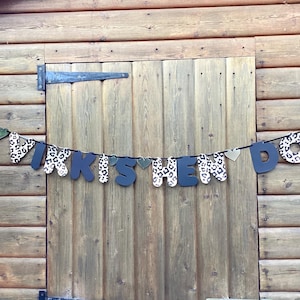 Custom Hen Do Bunting Leopard Print Personalised Hen Party Banner (any name)