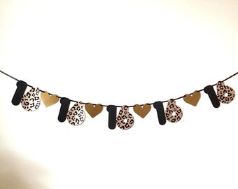 Custom Age Leopard Print Birthday Banner Party Decoration Bunting