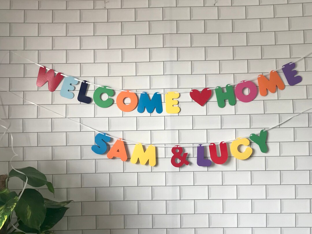 Personalised Welcome Home Banner - Orange - Custom Name & 2 Photo Upload | Cool Hippo