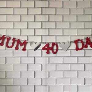 Ruby Wedding Mum and Dad Anniversary Party Banner