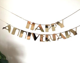 Art Deco Gatsby Style Anniversary Banner Party Bunting Gold