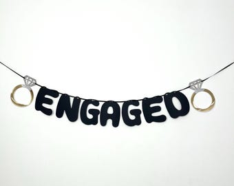 Engaged Wedding Ring Surprise Engagement Banner Party Bunting