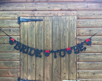 Minnie Mouse Bride To Be Hen Party Disney Theme Banner Black and Red