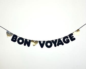 Bon Voyage Leaving Travelling Celebration  Bunting Black and Gold