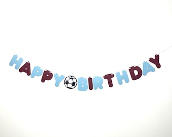 Custom Football Themed Birthday Banner Party Bunting Any Team Personalised