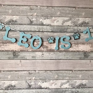 Personalised Dog or Cat Birthday Banner (any name and age) Pale Blue