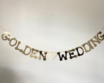 Golden Wedding Party Banner Gold 50th Anniversary Bunting