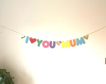 Mum Birthday Mother’s Day Love You Mummy Banner Party Bunting