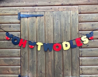 Mickey Mouse 2nd Birthday Banner Disney Party Bunting Decoration