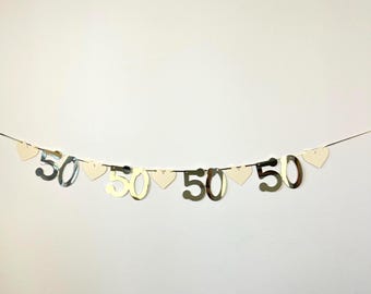 Golden Wedding Party Banner (5 sets of numbers) 50th Anniversary