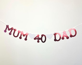 Ruby Wedding Mum and Dad Anniversary Party Banner