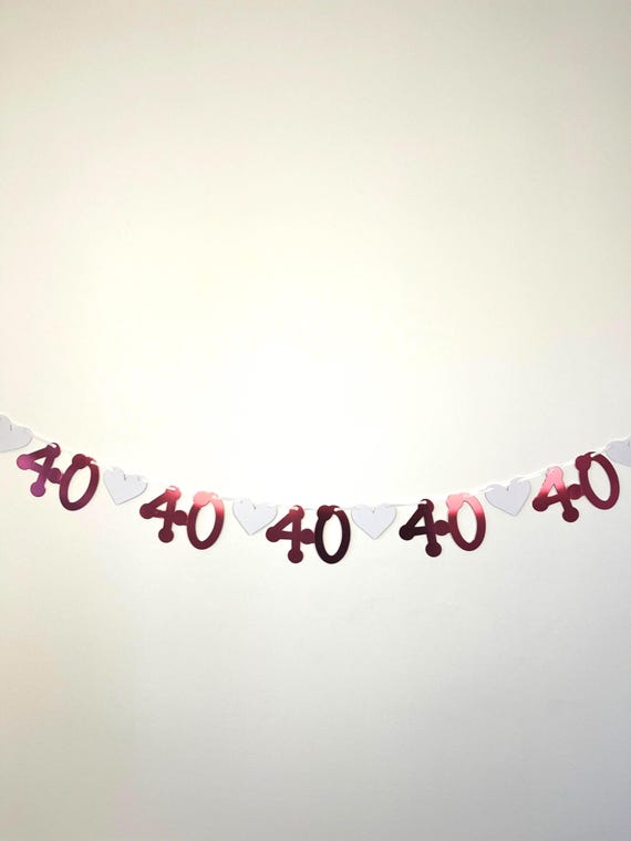 Ruby Wedding Party Banner (5 sets of numbers) 40th Anniversary
