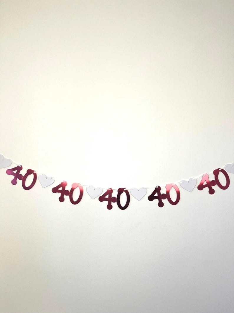 Ruby Wedding Party Banner (5 sets of numbers) 40th Anniversary image 1