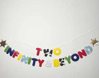 Toy Story Themed Two Infinity & Beyond 2nd Birthday Banner Party Bunting Sign