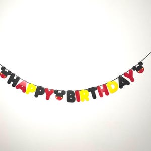 Banderín personalizado estilo Mickey Mouse (cualquier edad) Banderín de feliz cumpleaños