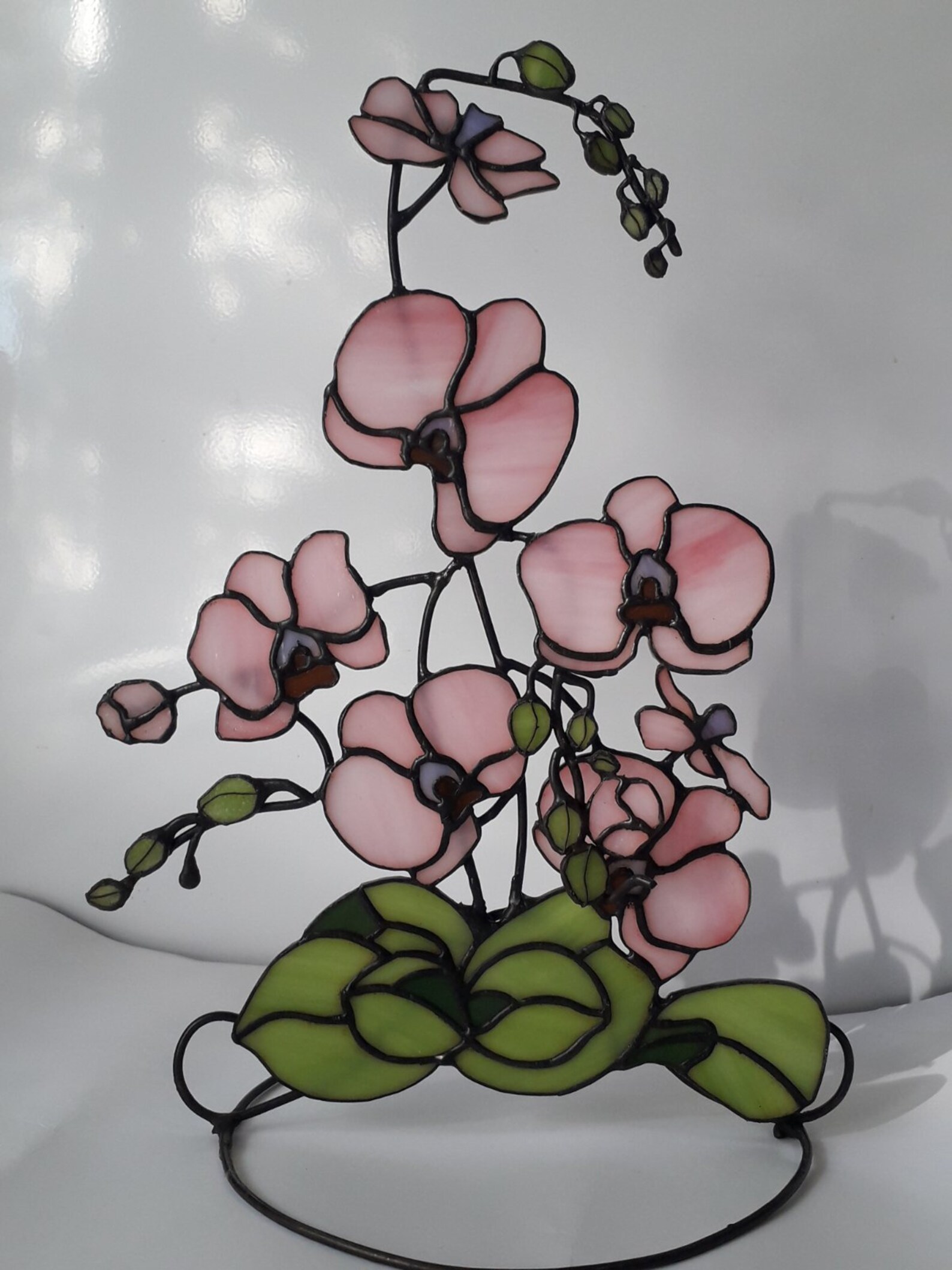 Orchid Sculpture flower stained glass art from flowers | Etsy