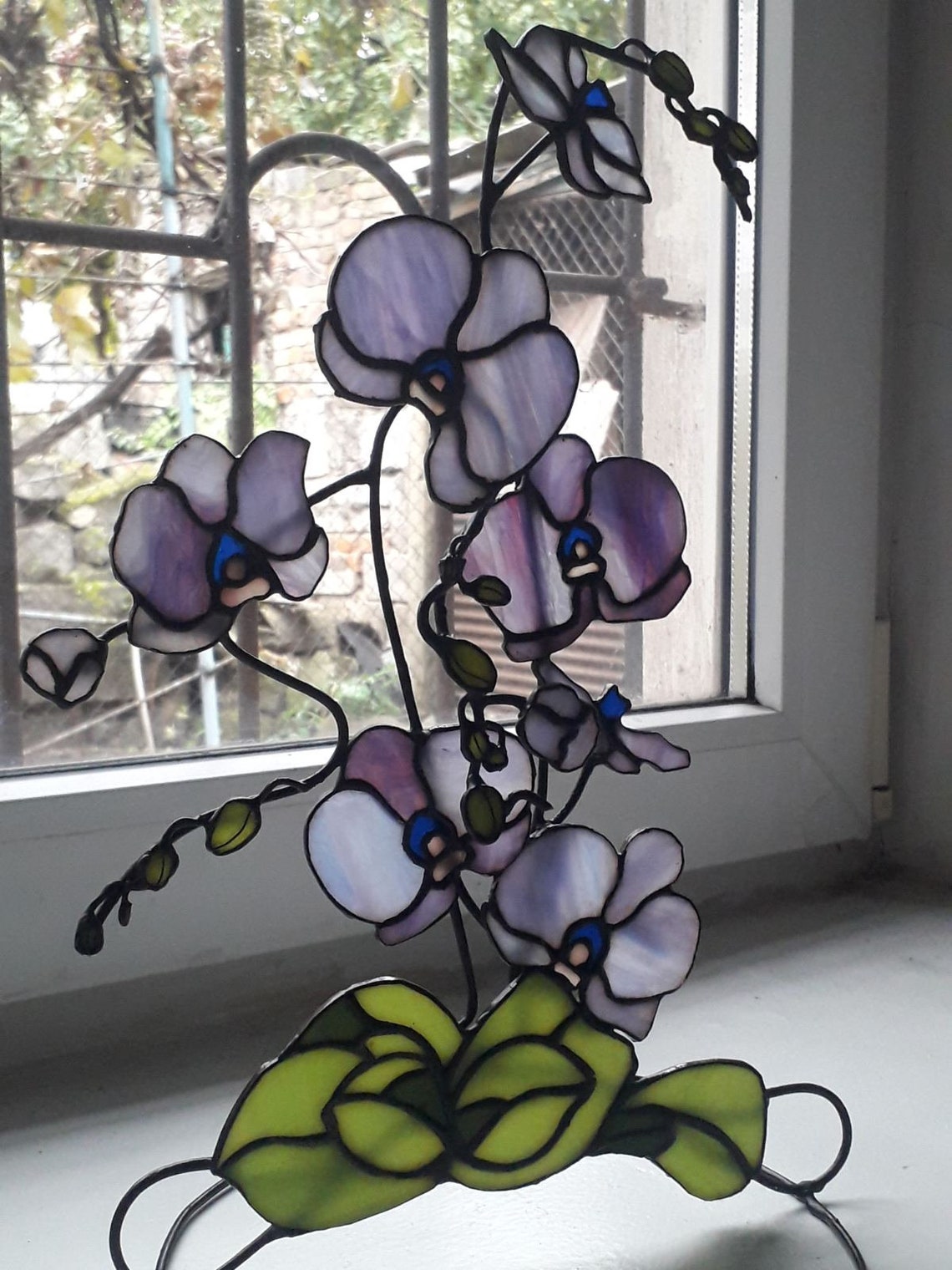 Orchid Sculpture flower stained glass art from flowers Etsy
