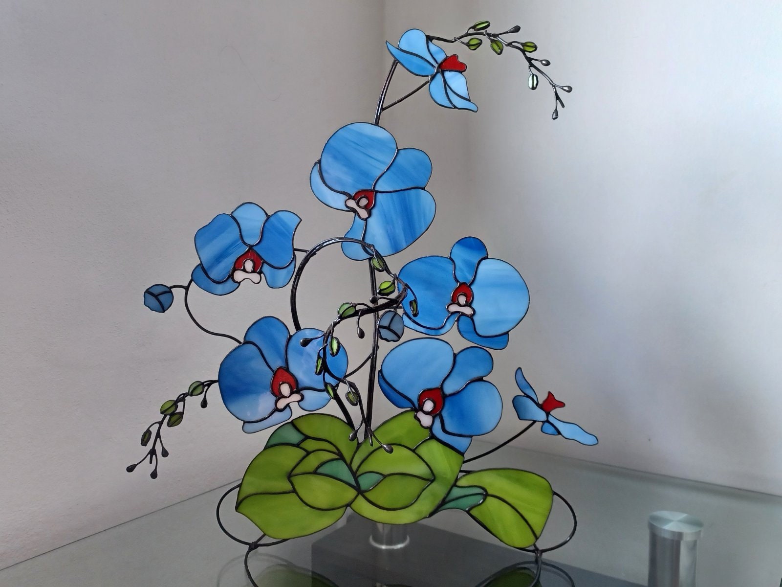 Stained Glass Orchid Stained Glass Flowers for Vase Stained Glass 3d Flower  Orchid Gift Glass Orchid Glass Flowers With Stems -  UK