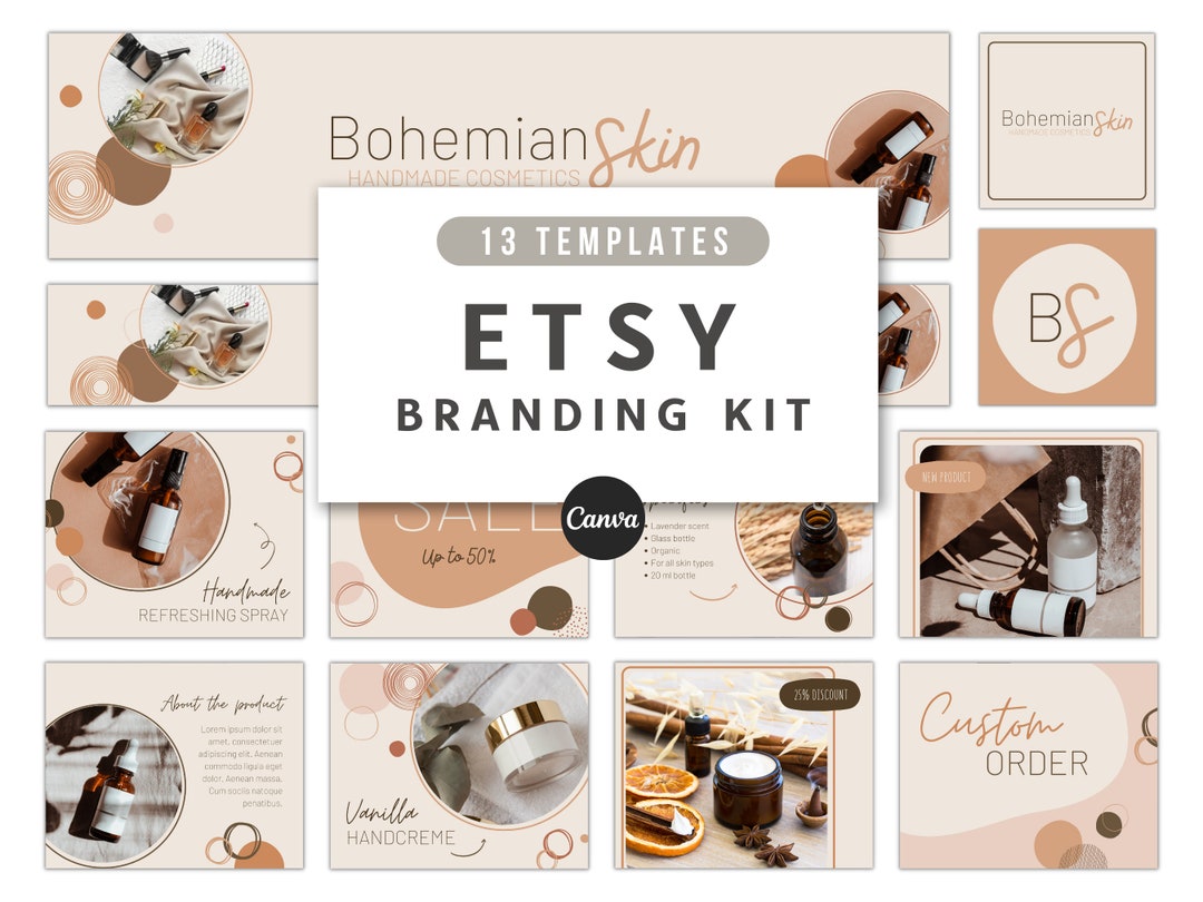 Boho Etsy Shop Kit Etsy Branding Kit Branding Package Boho Etsy