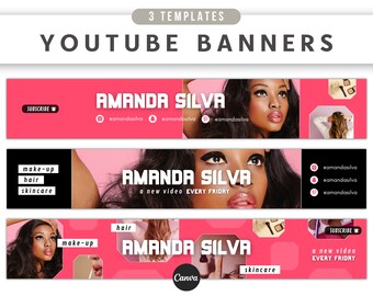 YouTube Banner Pink, YouTube Channel Banner, YouTube Branding Template