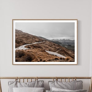 Snow Mountain Modern Boho Landscape Print Travel Photography Road Wall Art Scandinavian Decor New Zealand Wall Art Home Office Digital Print