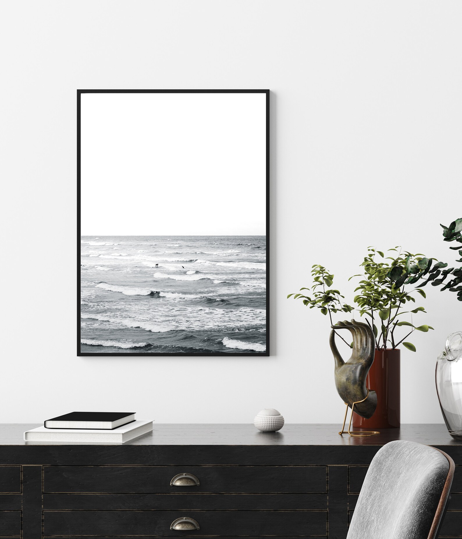 Coastal Beach Wall Art Black and White Art Print Surf Waves Etsy UK