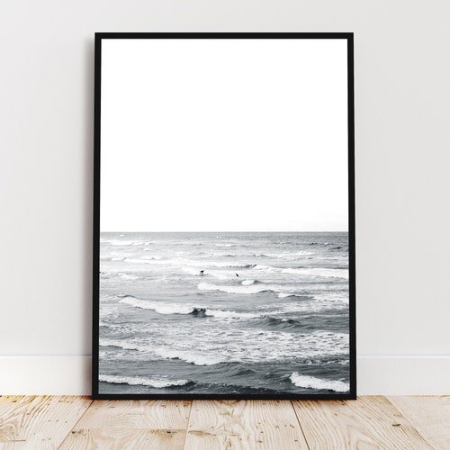 Surf Art Print Black White Ocean Wall Art Surf Poster Wave Etsy
