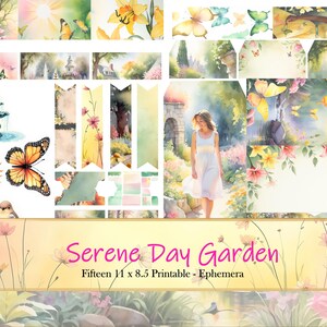 Jardim Sereno | Diário para Imprimir - Complemento de Objetos Efêmeros | Diário de Lixo | 15 - 11 x 8,5