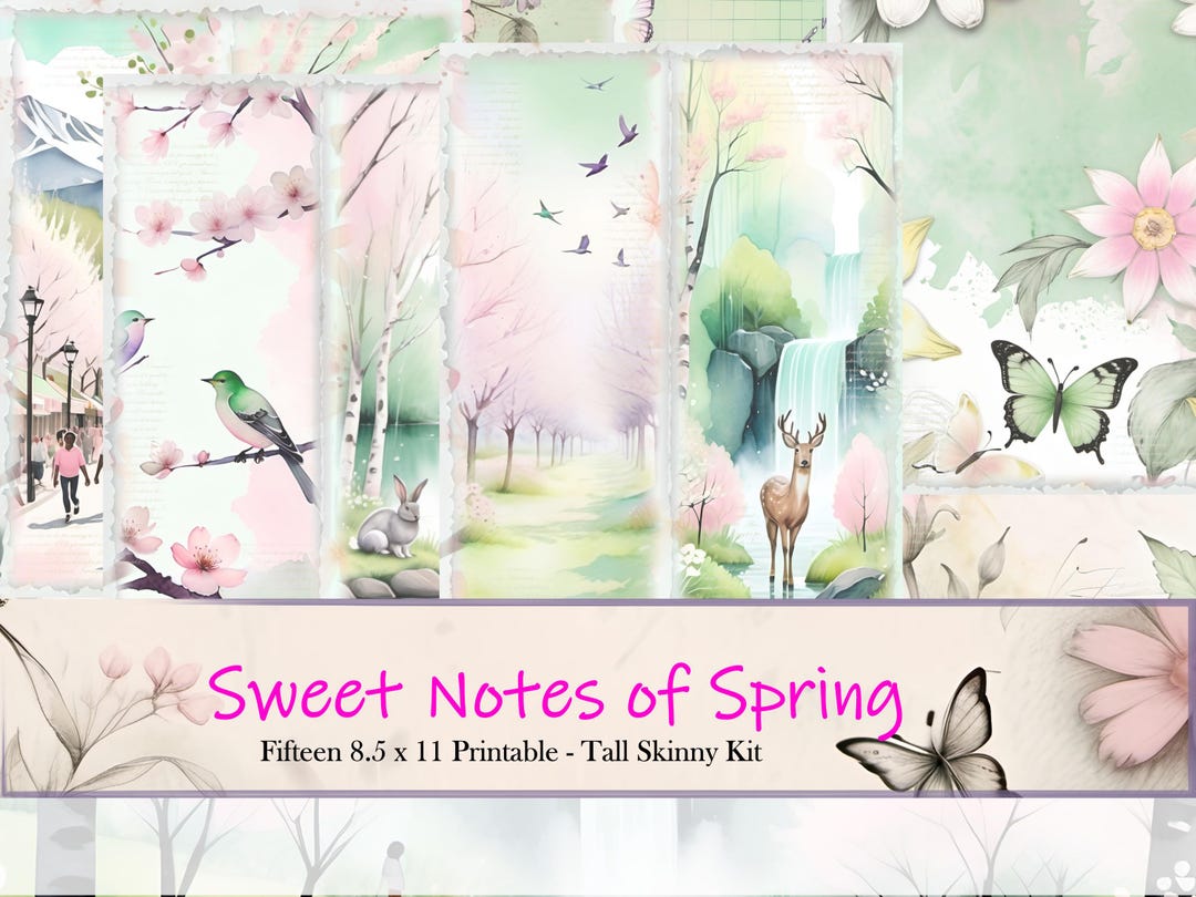 Sweet Notes of Spring Printable Journal | Tall Skinny Kit (digital ...
