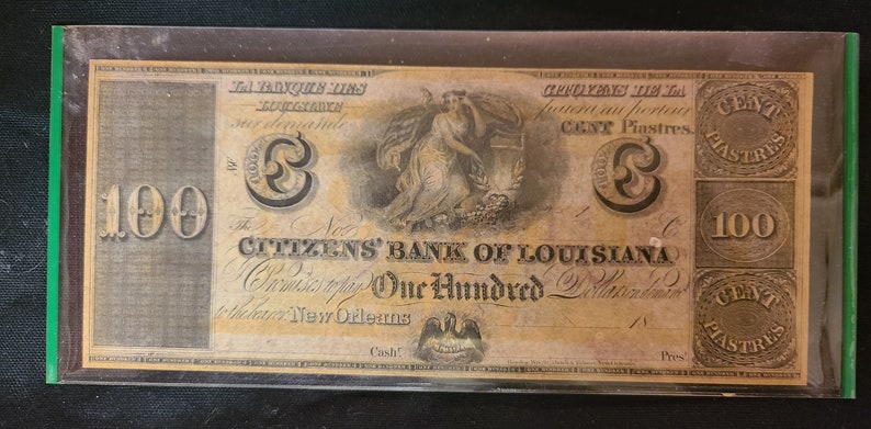 Civil War Citizens Bank of Louisiana 100 Dollar Bank Note Civil War Citizens Bank of Louisiana 100 Dollar Bank Note