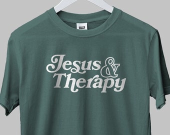 jesus and therapy tee | comfort colors | christian tees | minimal | mental health tee | therapy | God