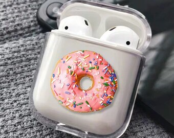 Clear Case Cover for Airpods Cute Airpods Cover with Girls Kids Teens Flowers Smooth PC Shockproof No Dust Cover Case for Apple Airpods Charging Case 2 &1 Strawberry 